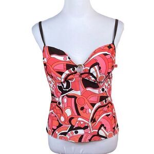 Speedo Floral Brown and Coral Tankini, Size 16, NWT